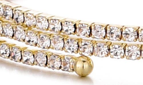 Adornia Gold Plated Triple Coil Crystal Tennis Stretch Bracelet In Gold