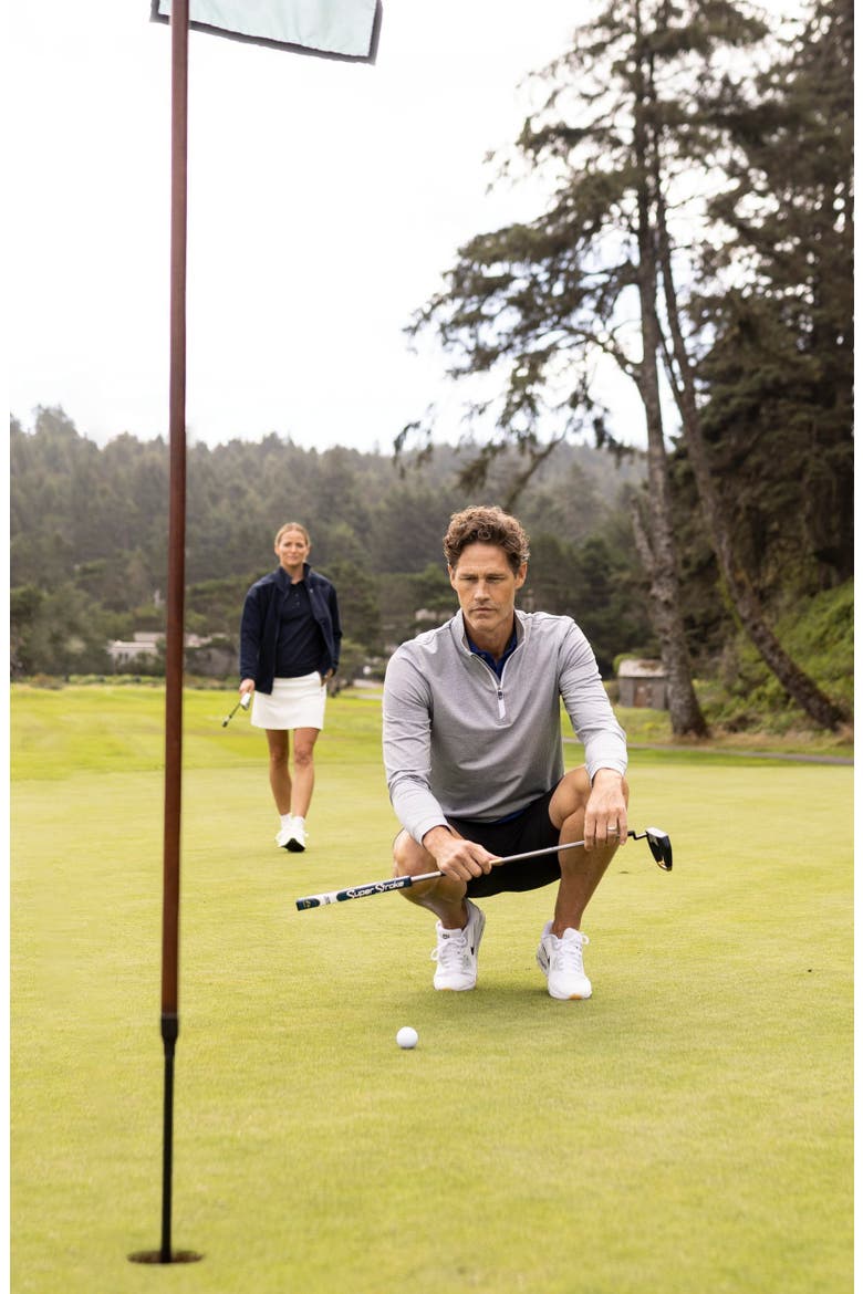 Feeder Stripe Performance Quarter Zip Pullover, Alternate, color, POLISHED HEATHER/ WHITE
