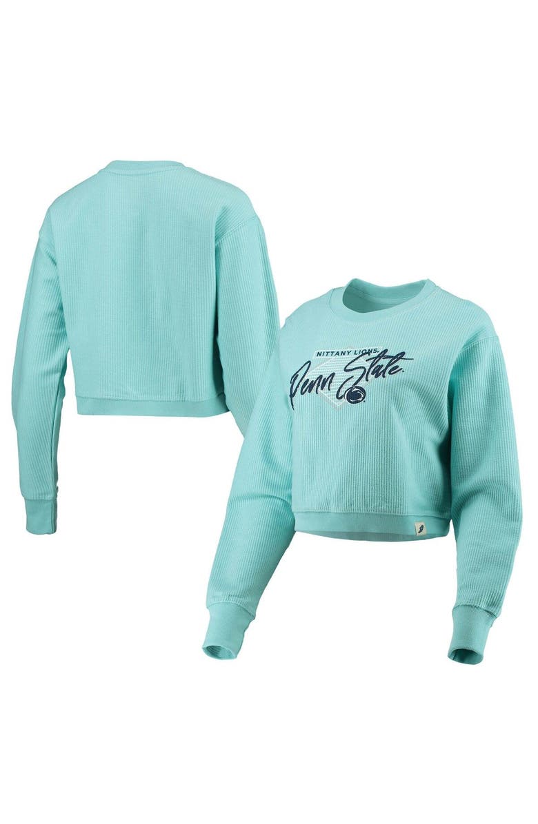 LEAGUE COLLEGIATE WEAR Women's League Collegiate Wear Light Blue Penn State Nittany Lions Corded Timber Crop Pullover Sweatshirt, Main, color, 