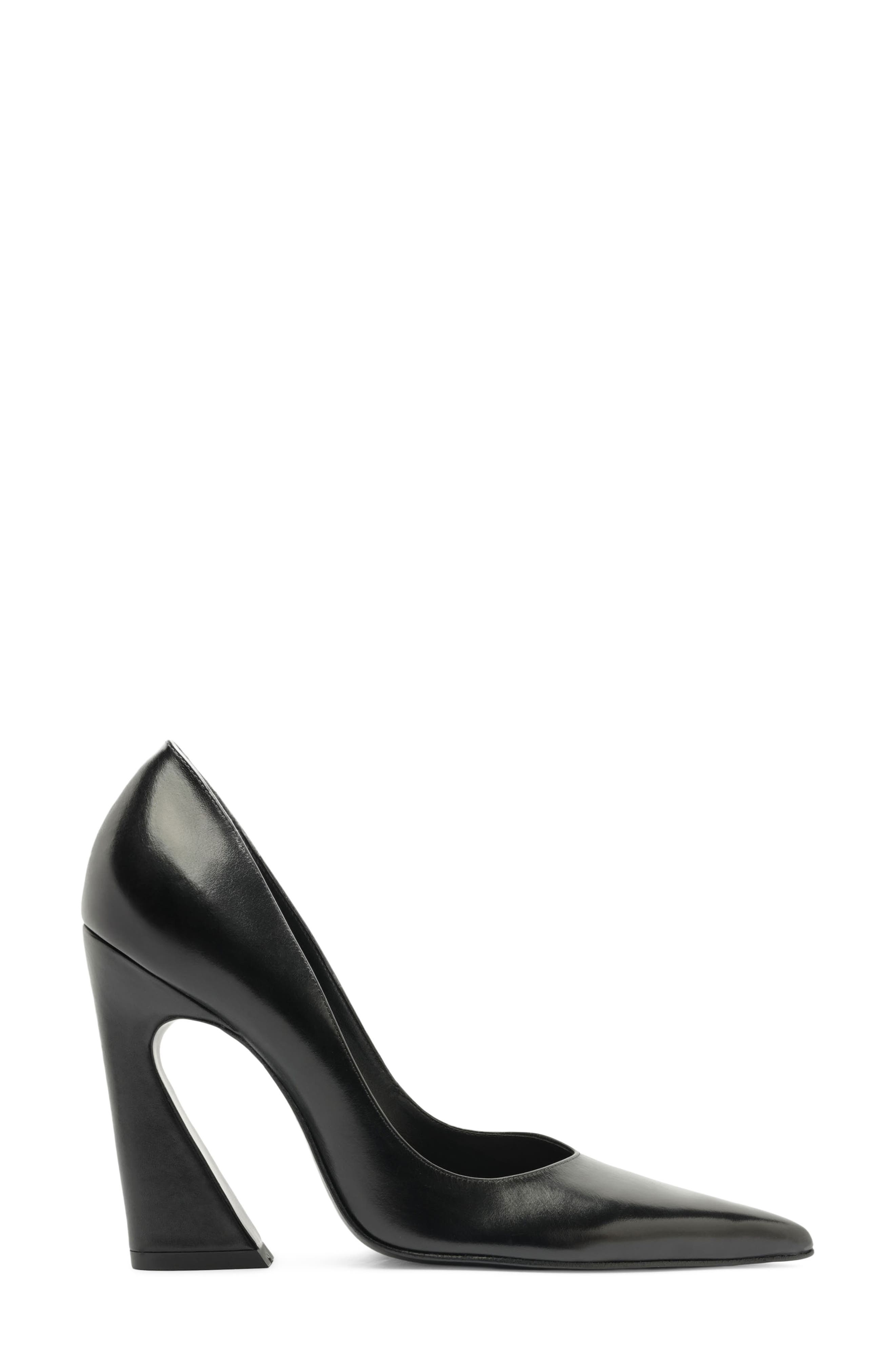 Lexi Pointed Toe Block Heel Leather Pump, Alternate, color, BLACK
