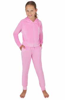 90 DEGREE BY REFLEX Kids' Rib Velour Castle Zip Hoodie & Joggers Set