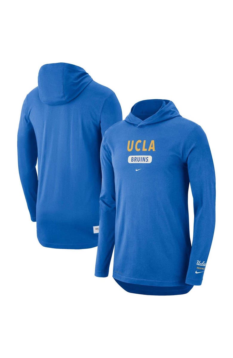 Nike Men's Nike Blue UCLA Bruins Team Stack Tri-Blend Performance Long Sleeve Hoodie T-Shirt, Alternate, color, 