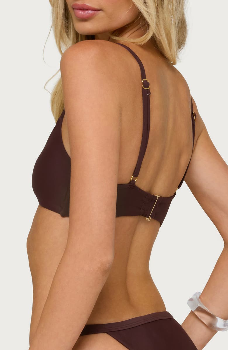 EDIKTED Zarai O-Ring Bikini Top, Alternate, color, Brown