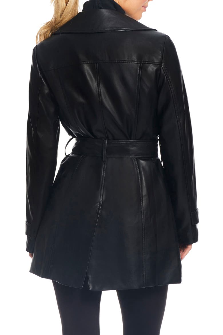 Faux Leather Trench Coat, Alternate, color, BLACK