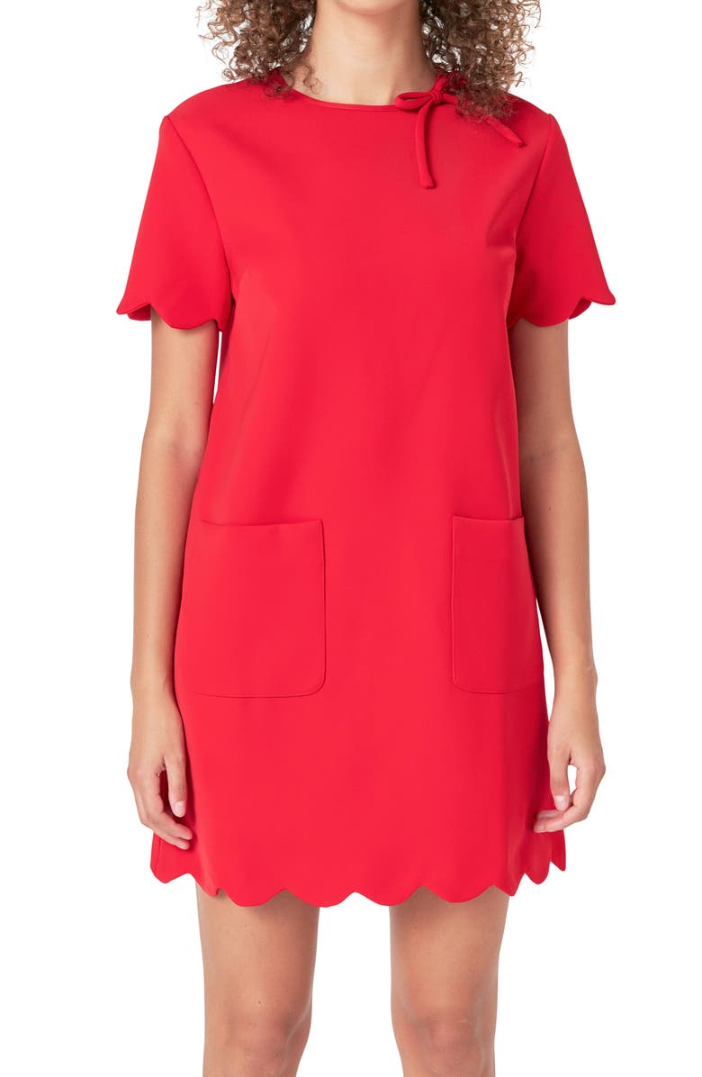 English Factory Scallop Minidress, Alternate, color, Red