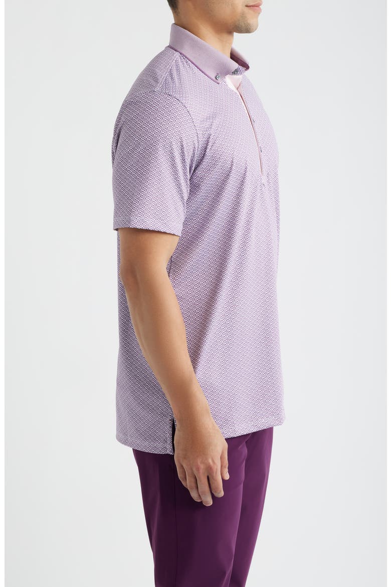 Guardian Geo Print Performance Button-Down Golf Polo, Alternate, color, FIG