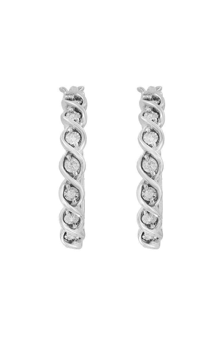 Diamond Hoop Earrings, Alternate, color, SILVER