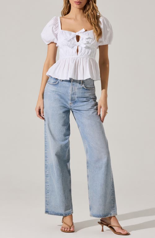 Astr The Label Smocked Peplum Shirt In White