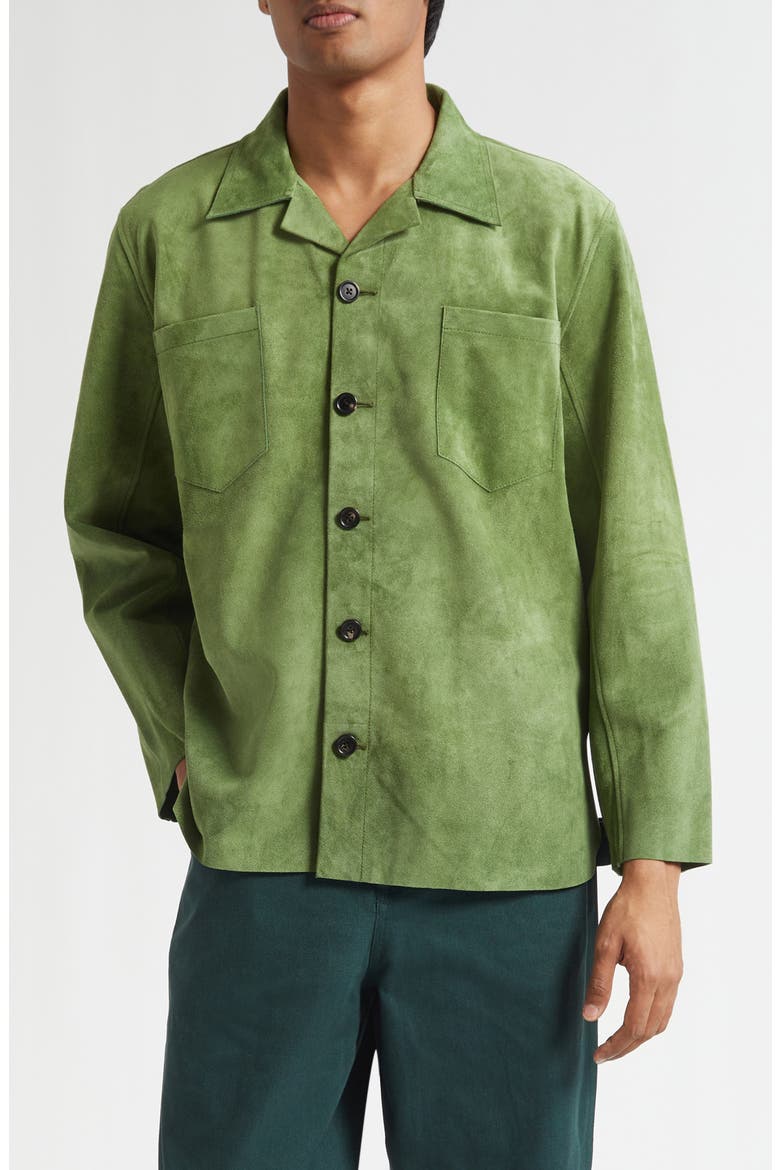 Suede Overshirt, Main, color, GREEN