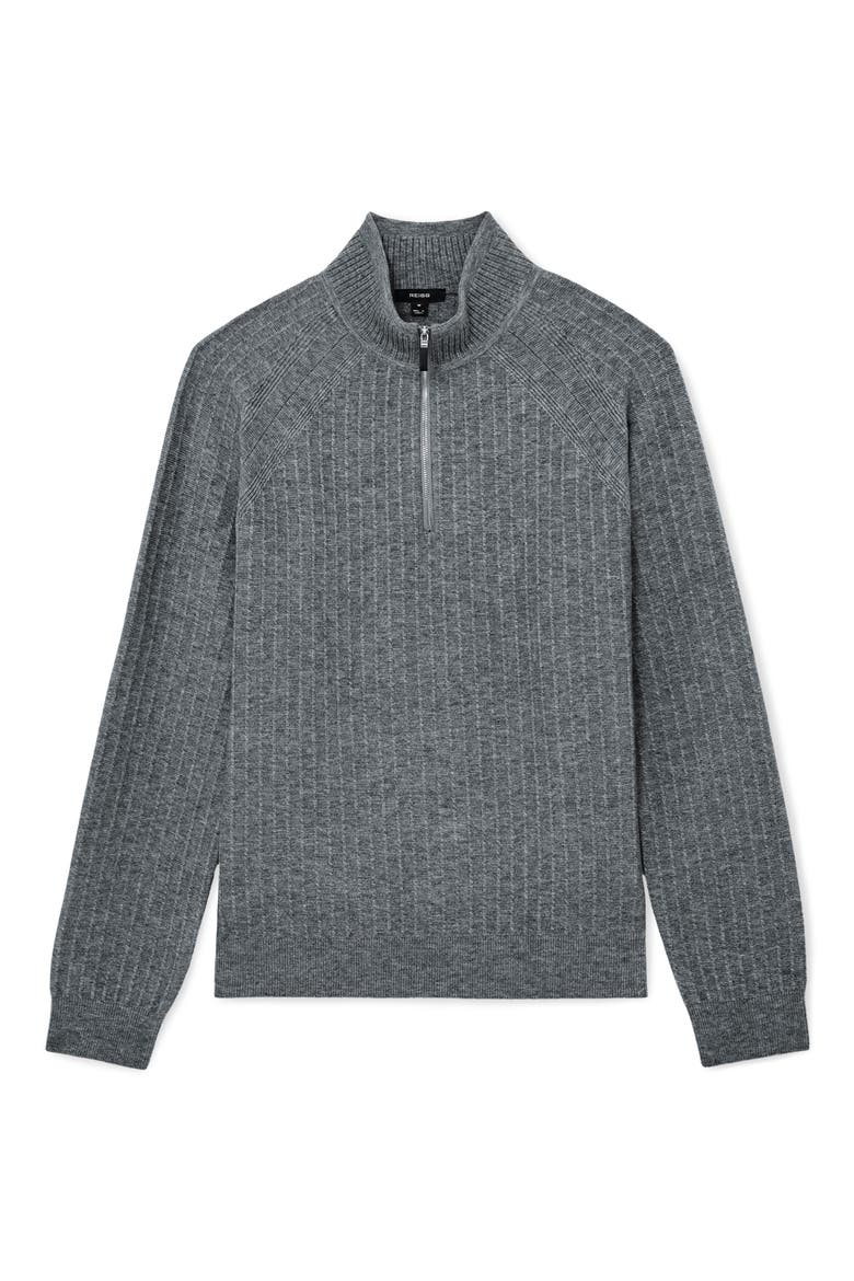 Aldershot Rib Half Zip Sweater, Alternate, color, GREY MELANGE