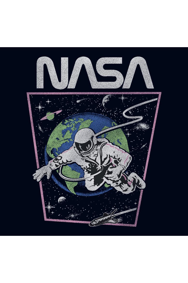 Girl's NASA Distressed Astronaut in Space  Graphic T-Shirt, Alternate, color, Navy Blue