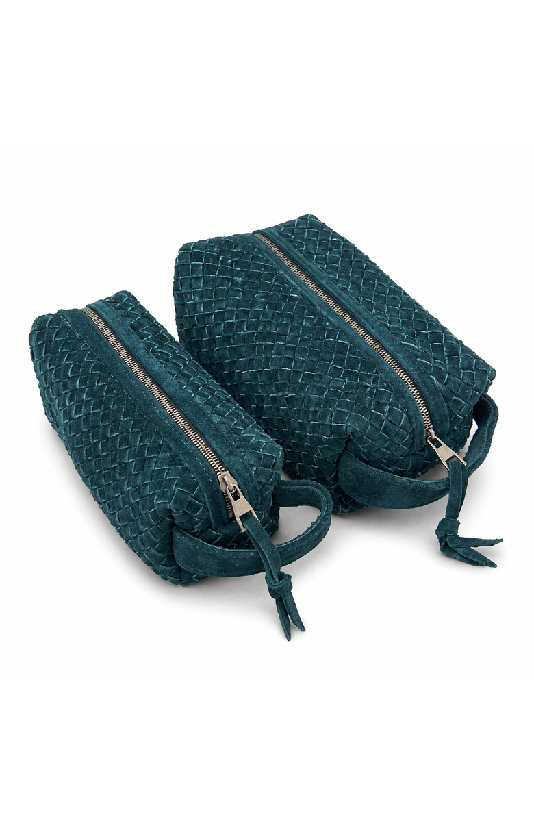 Amasouk Suede Woven Leather Makeup Bag, Main, color, Small