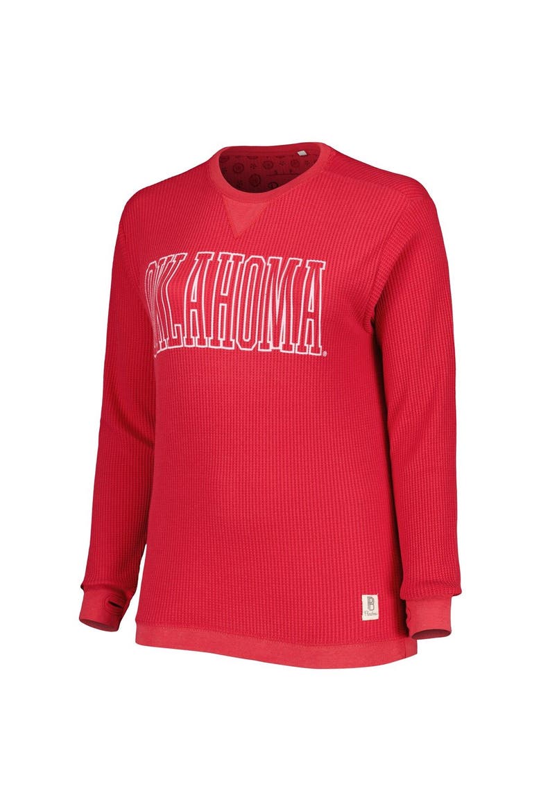 Women's Pressbox Crimson Oklahoma Sooners Surf Plus Size Southlawn Waffle-Knit Thermal Tri-Blend Long Sleeve T-Shirt, Alternate, color, Crimson