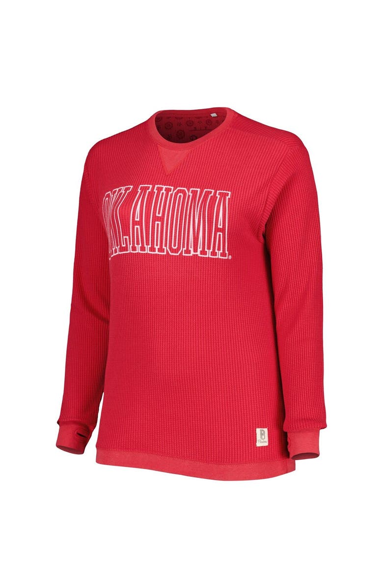 PRESSBOX Women's Pressbox Crimson Oklahoma Sooners Surf Plus Size Southlawn Waffle-Knit Thermal Tri-Blend Long Sleeve T-Shirt, Alternate, color, Crimson