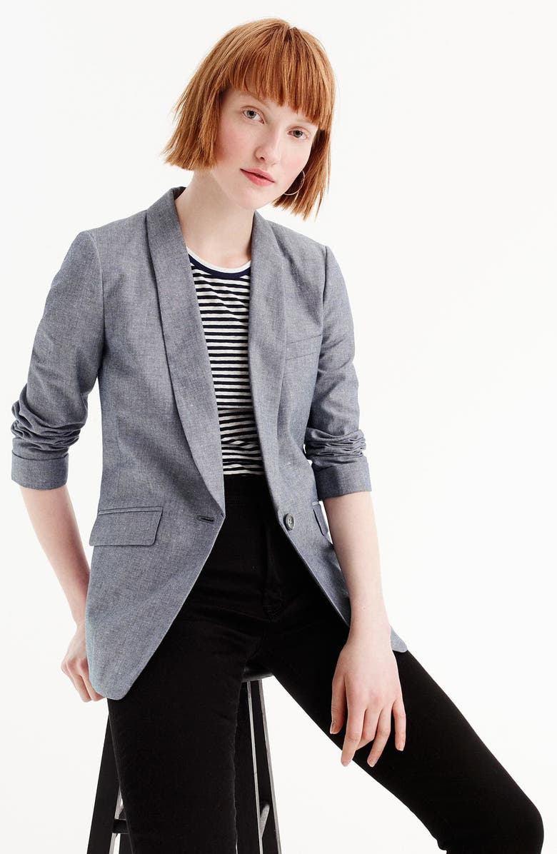 J.Crew Unstructured Shawl Collar Cotton Linen Blazer, Alternate, color,