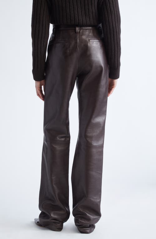 Brandon Maxwell Straight Leg Lambskin Leather Pants In Brown