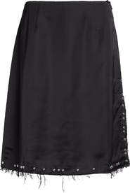 Wales Bonner Iris Studded Frayed Satin Skirt