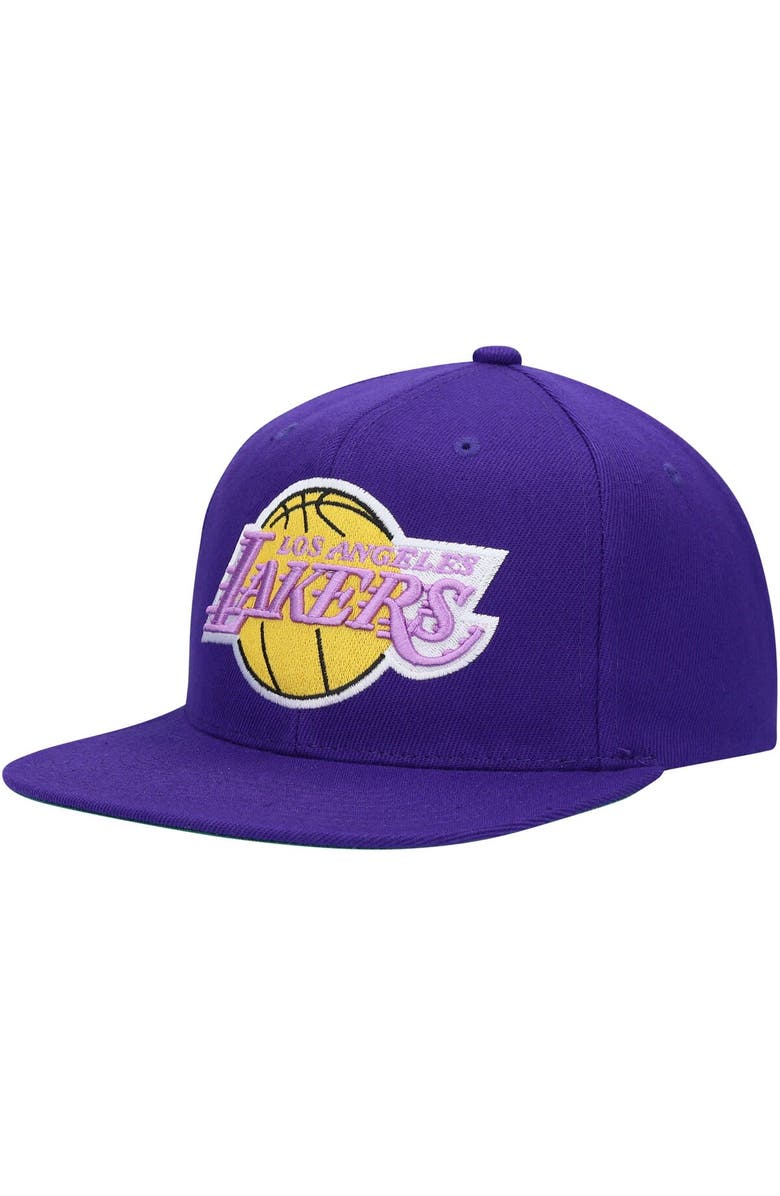 Mitchell & Ness Men's Mitchell & Ness Purple Los Angeles Lakers Hardwood Classics 1988 NBA Finals XL Patch Snapback Hat, Alternate, color,
