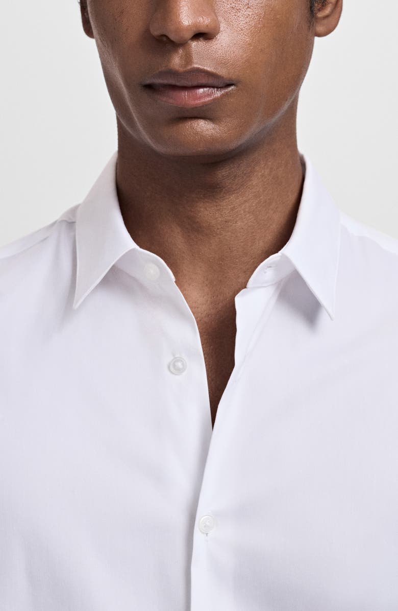 MANGO Slim Fit Cotton Button-Up Shirt, Alternate, color, White