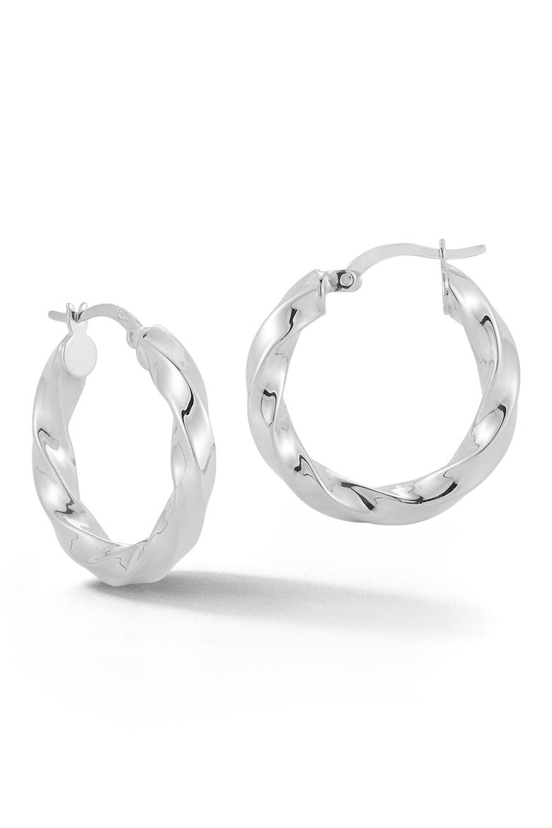 Twisted Hoop Earrings, Main, color, SILVER