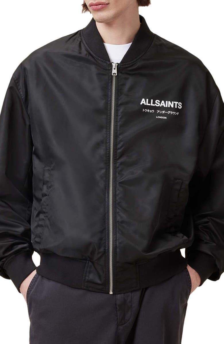 AllSaints Underground Bomber Jacket, Main, color, Black