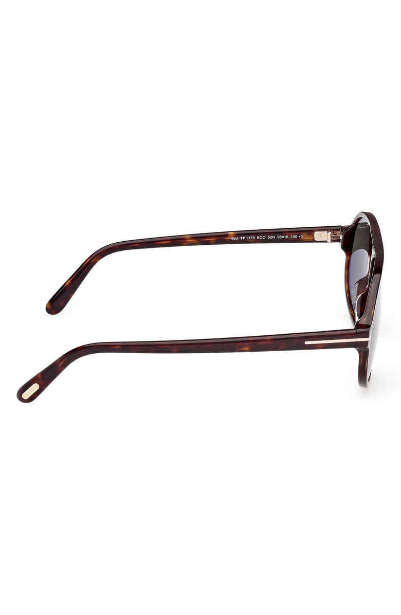 TOM FORD 58mm Pilot Sunglasses, Alternate, color, Dark Havana / Green