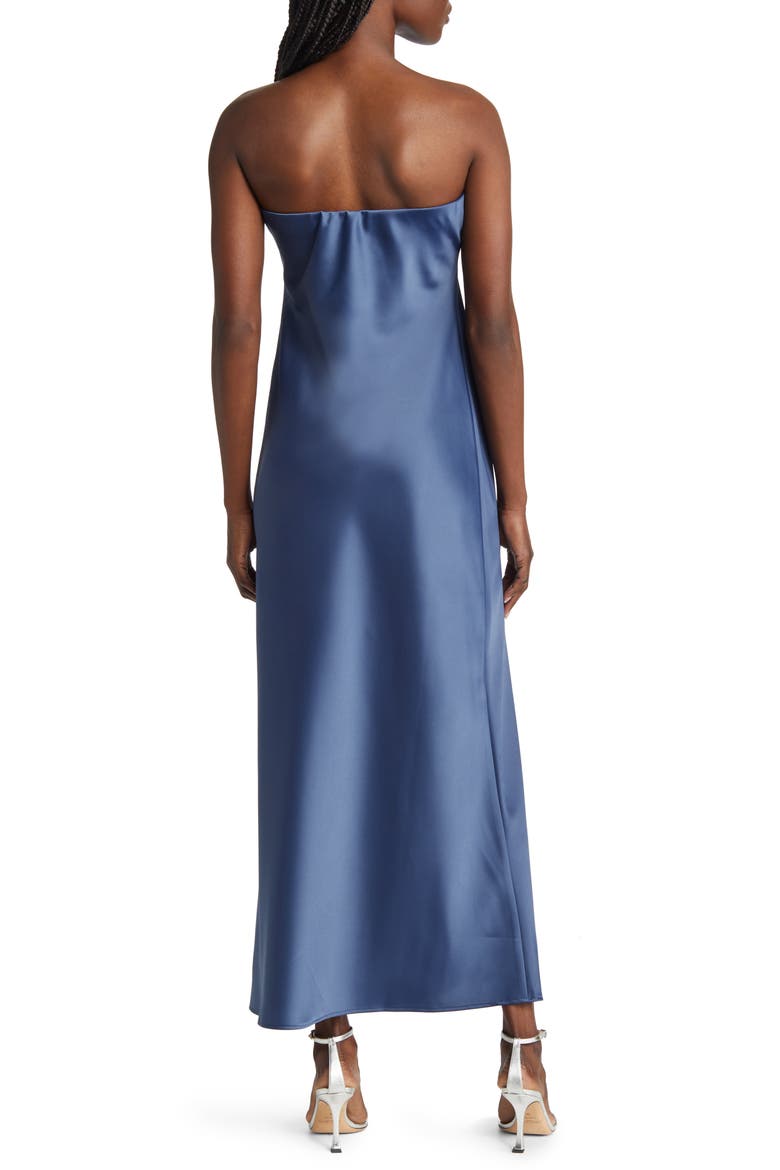 Strapless Matte Satin Bias Cut Gown, Alternate, color, SLATE