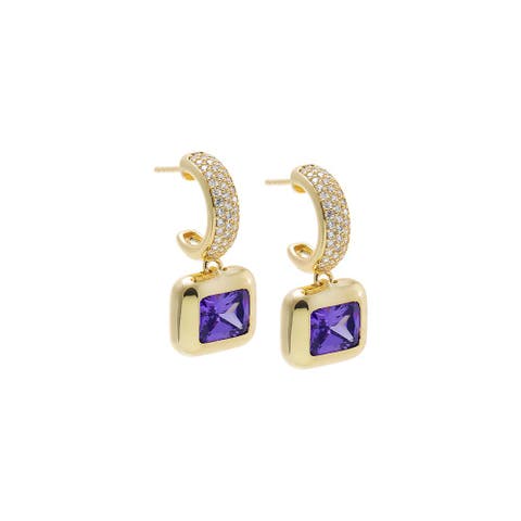 Purple Amethyst Emerald Drop Pendant Earring