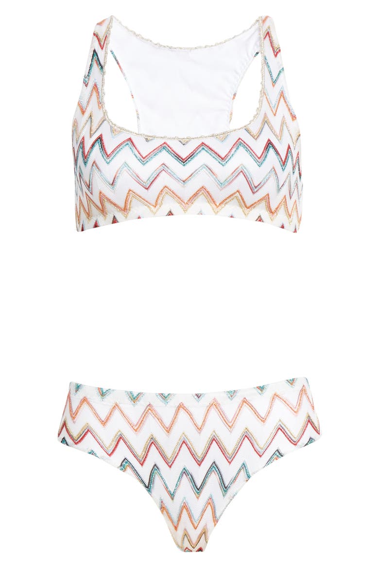 Zigzag Two-Piece Swimsuit, Alternate, color, WHITE MULTI