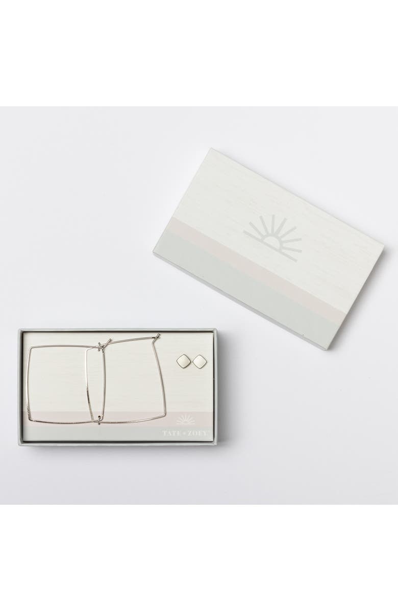 Totalee Gift Silver Geometric Diamond Earring Set Burnished Brass silver, Main, color, Metallic Silver