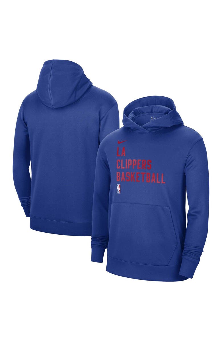 Nike Unisex Nike Blue LA Clippers 2023/24 Performance Spotlight On-Court Practice Pullover Hoodie, Main, color, Blue