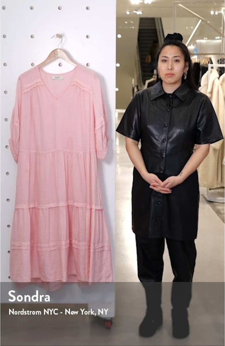 Lucy Pleat Detail Tiered Cotton Midi Dress, sales video thumbnail