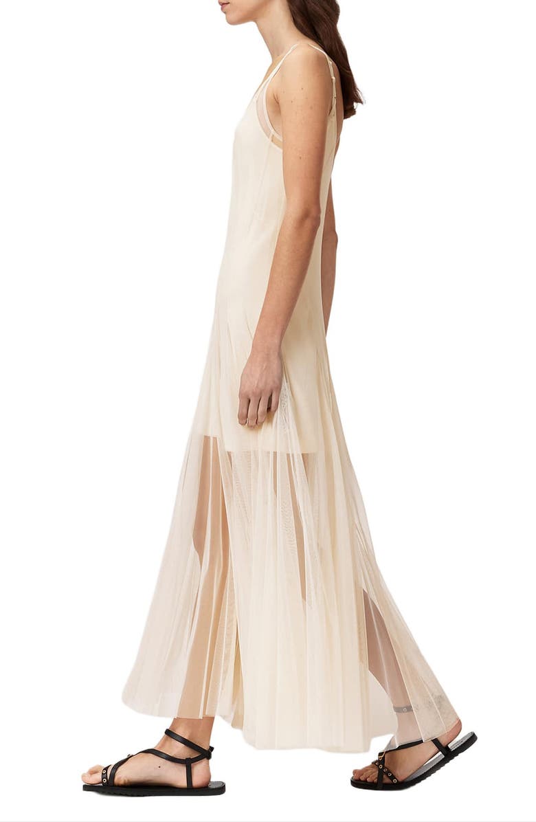 AllSaints Harmonia Mesh Maxi Dress, Alternate, color, Tofu White