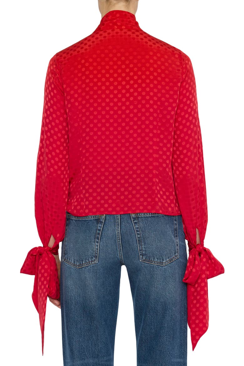 Nouvelle Polka Dot Silk Top, Alternate, color, LIPSTICK POLKA DOT