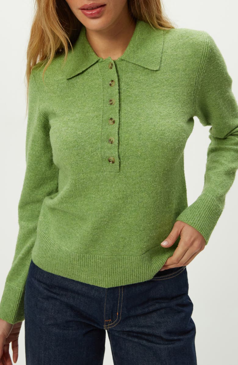 Michael Stars Margie Polo Sweater, Alternate, color, Poppy