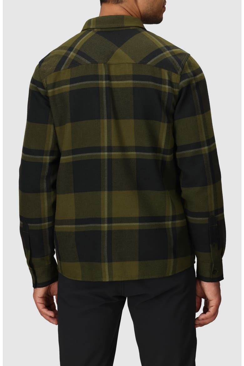 Feedback Plaid Flannel Overshirt, Alternate, color, DARK OLIVE PLAID