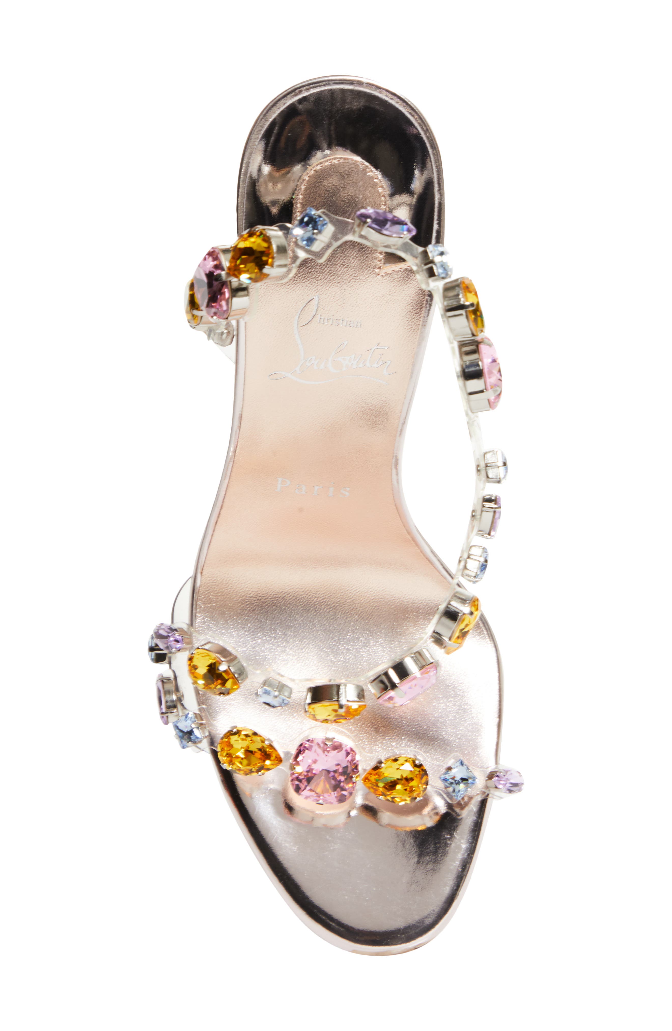 Christian Louboutin Rosa Z Crystal Embellished Transparent Slingback Sandal, Alternate, color, Leche/ Leche