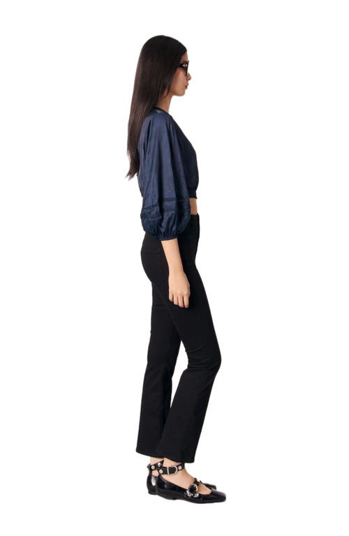 Maje Satin-look Short Top In Navy
