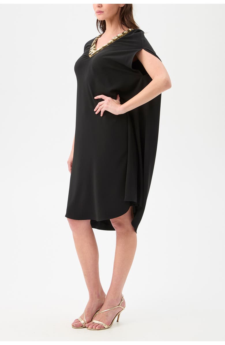 Trina Turk Masquerade 3 Embellished Cape Sleeve Dress, Alternate, color, Black