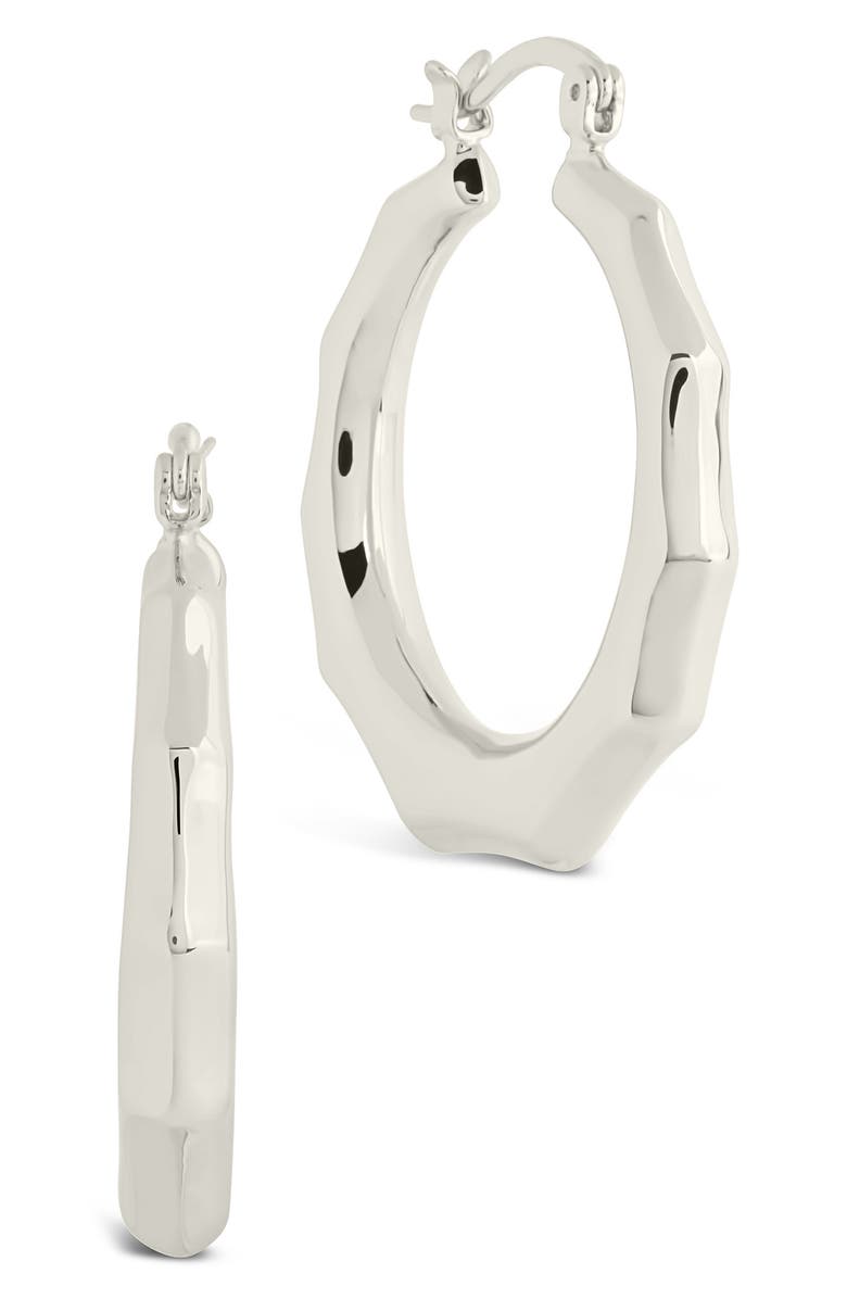 Sterling Forever Zia Door Knocker Hoop Earrings, Main, color, Silver