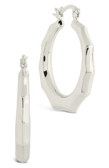 Sterling Forever Zia Door Knocker Hoop Earrings In Silver