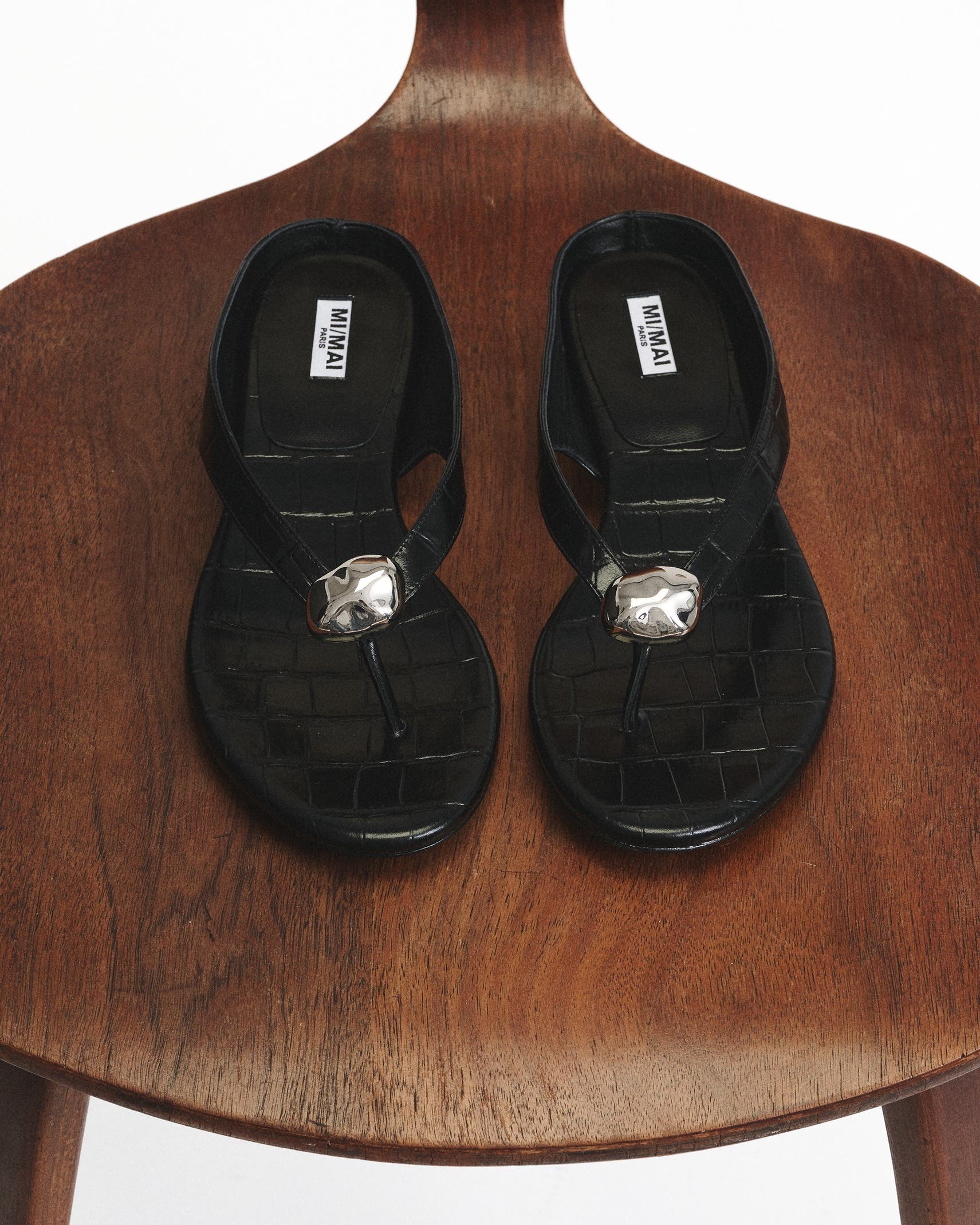 MI/MAI Cristo Croc Jewel Flat Sandals, Alternate, color, Black