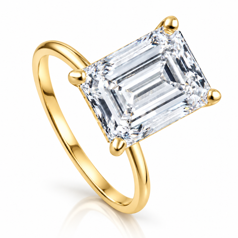 Certified 4ct Emerald Cut Solitaire Diamond Engagement Ring Lab Grown 14k
