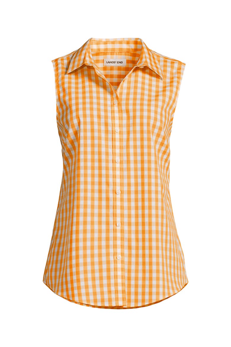 Sleeveless No Iron Shirt, Alternate, color, Sweet Mango Gingham