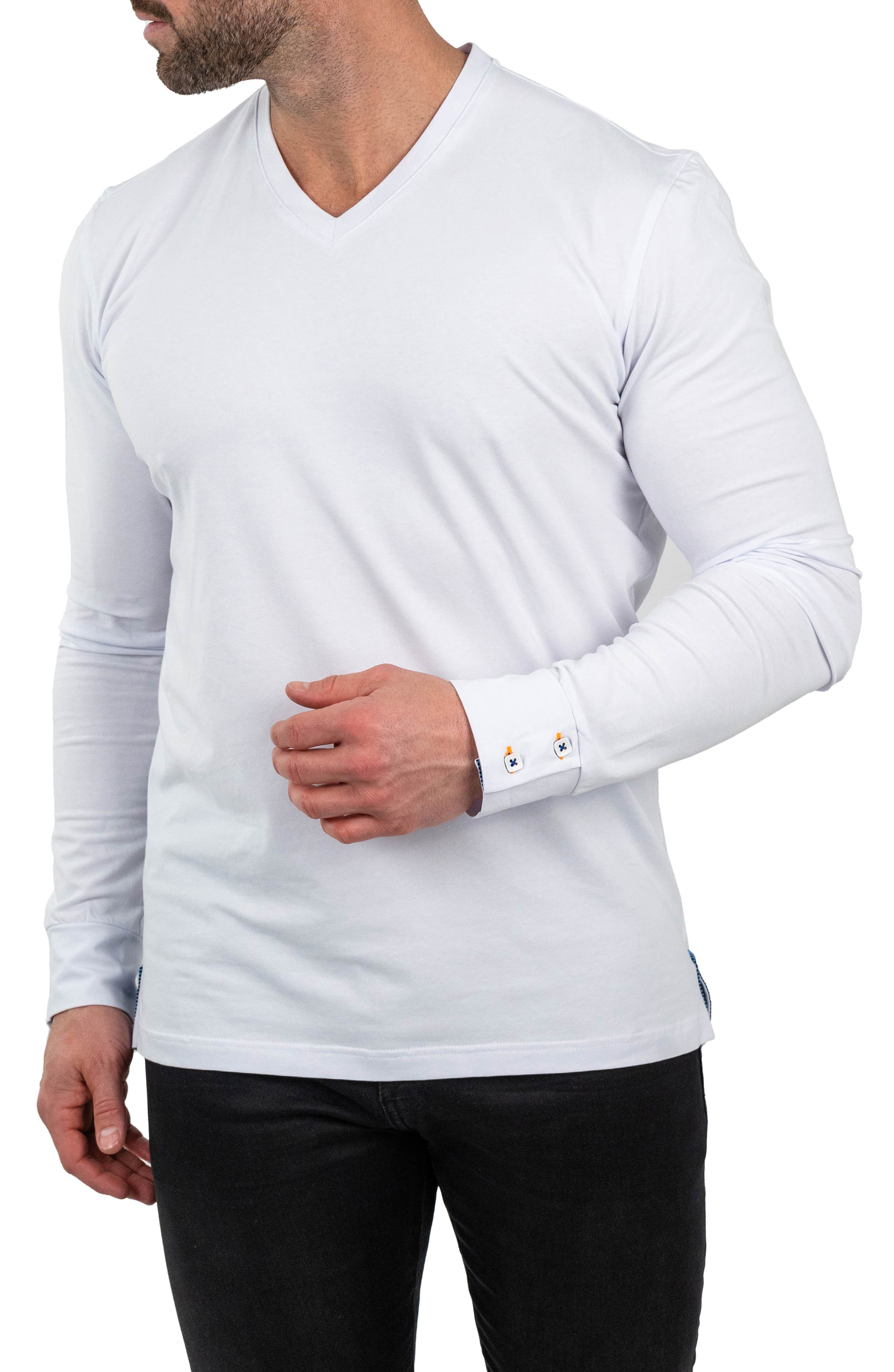 Maceoo Edison Solid V-Neck Cotton Sweater