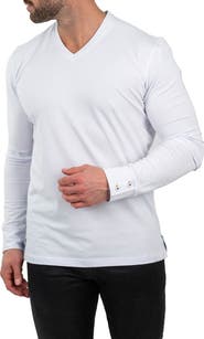 Maceoo Edison Solid V-Neck Cotton Sweater
