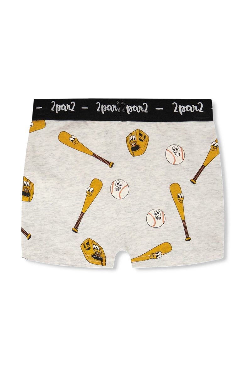 Organic Cotton Baseball Elastic Waist Boxer, Alternate, color, Grey Mix Baseball Print