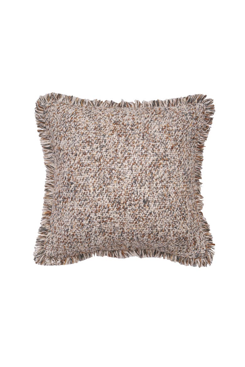 Cozy Gray Fringed Throw Pillow, 18" x 18", Main, color, Brown