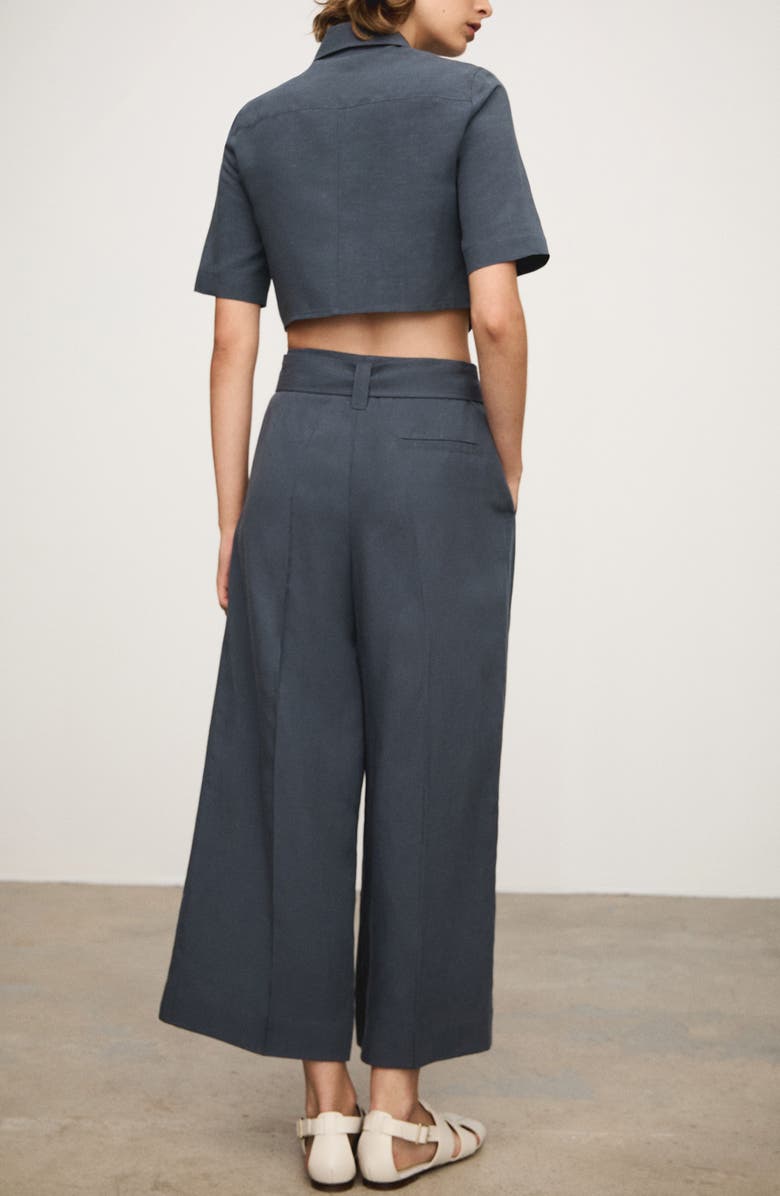 MANGO Belted Ankle Straight Leg Pants, Alternate, color, 