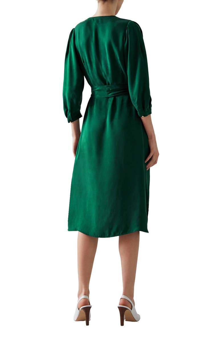 LK Bennett Iris Long Sleeve Wrap Dress, Alternate, color, Gre-Green